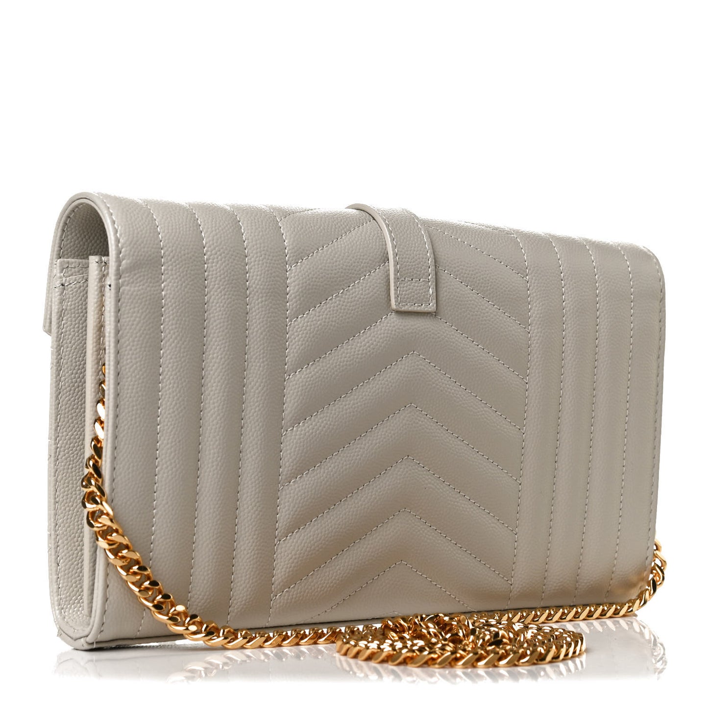 Grain De Poudre Mixed Matelasse Triquilt Monogram Chain Wallet Crema Soft
