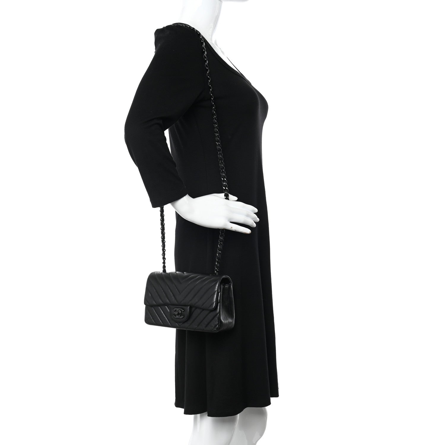 Chanel Lambskin Chevron Quilted Mini Rectangular Flap So Black 2 of 11