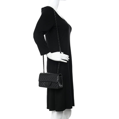 Chanel Lambskin Chevron Quilted Mini Rectangular Flap So Black 2 of 11