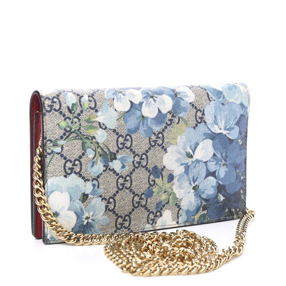 Gucci GG Supreme Monogram Blooms Chain Wallet Blue 2 of 8