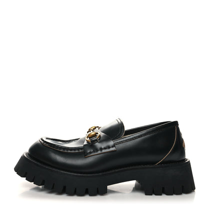 Gucci Cordovan Lux Womens Harald Horsebit 25mm Platform Loafers 38 Black 1 of 10