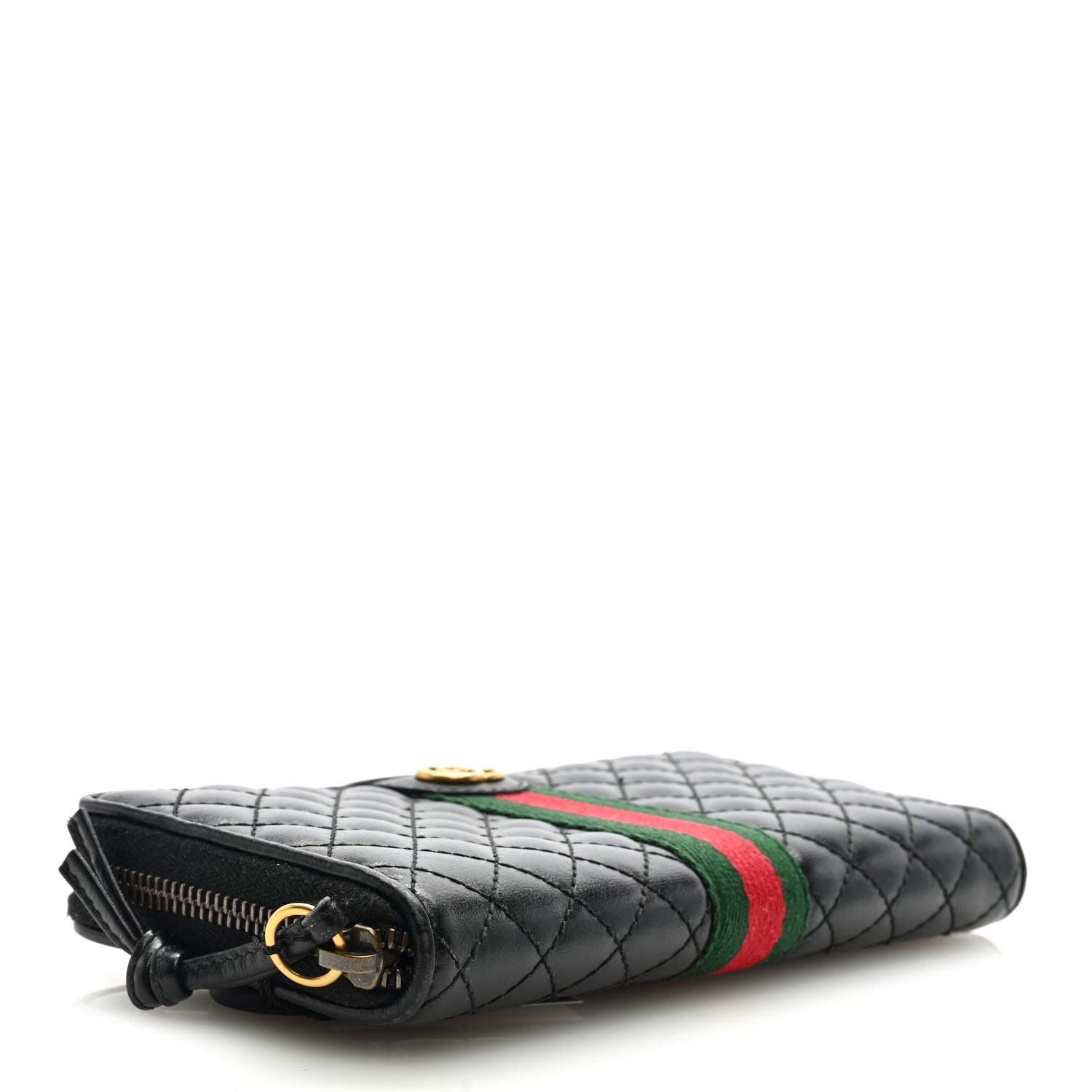Gucci Calfskin Web Trapuntata GG Zip Around Wallet Black 4 of 6