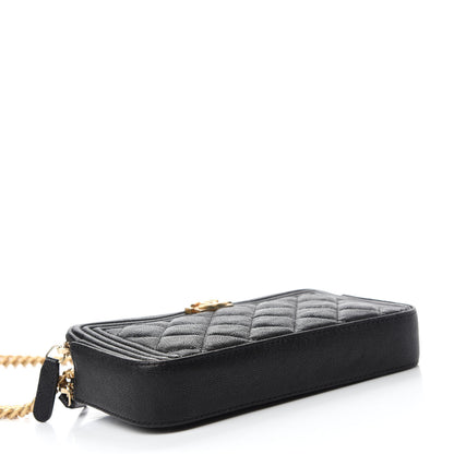 Chanel Caviar Quilted Small Boy Clutch With Chain Black 4 of 11