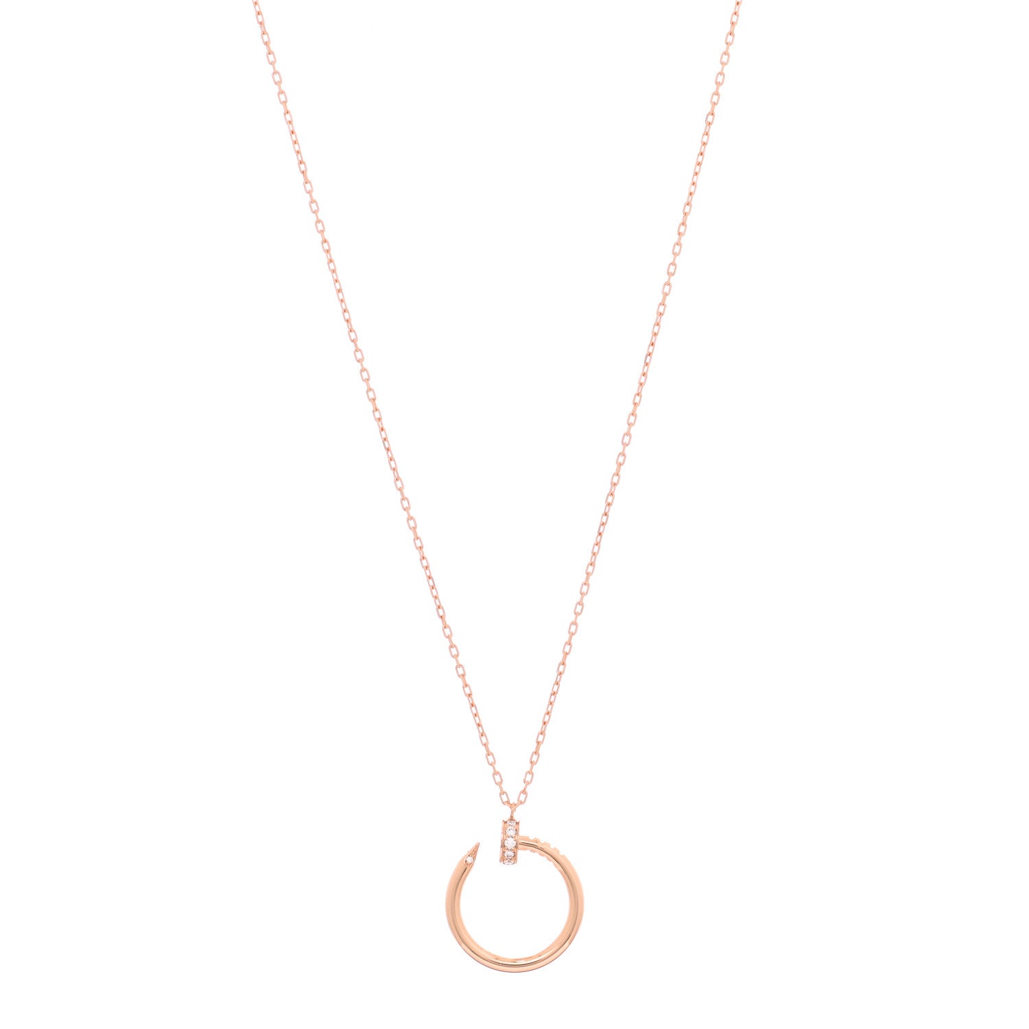 Cartier 18K Pink Gold Diamond Juste Un Clou Pendant Necklace 1 of 6