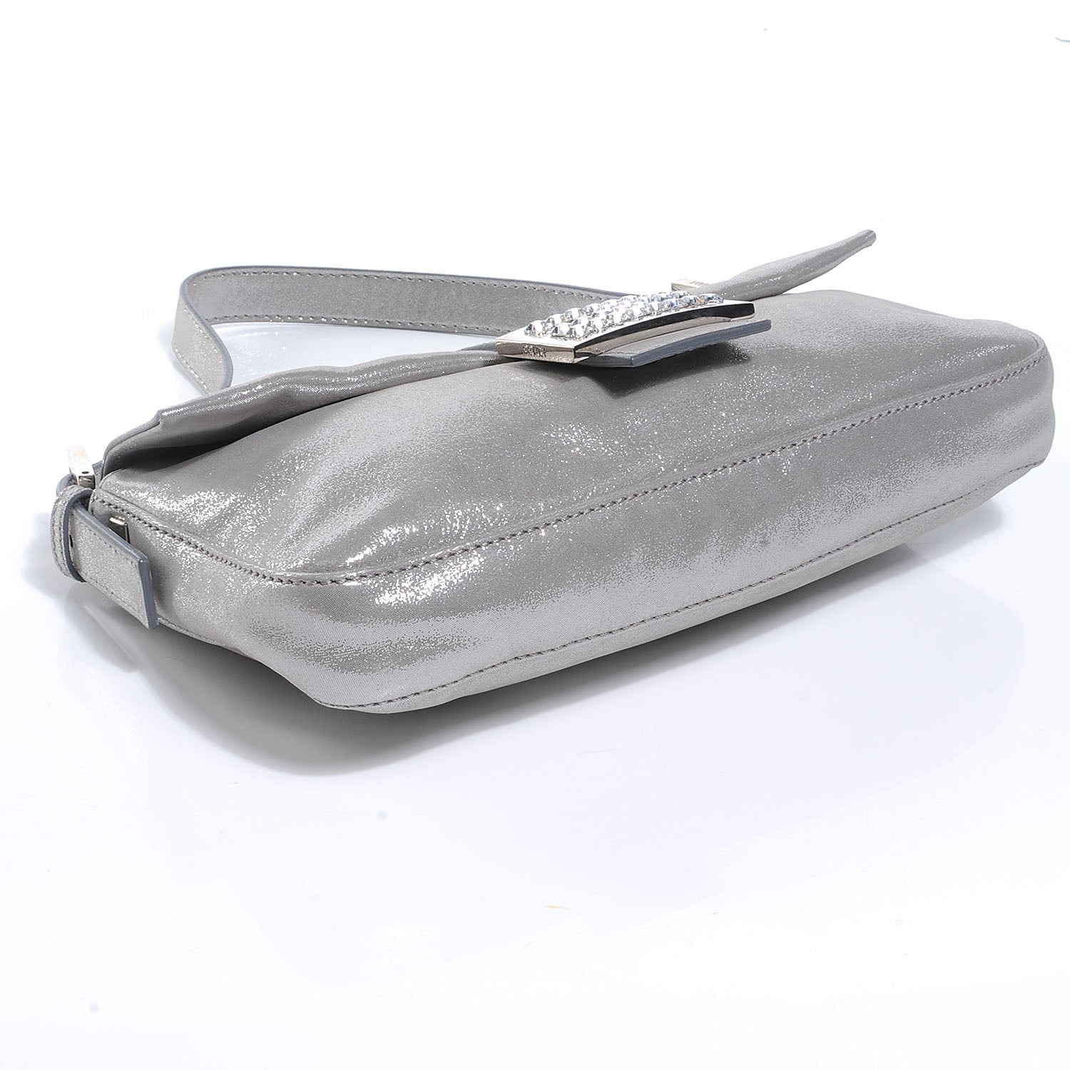 Fendi Metallic Lurex Crystal Baguette Silver 4 of 7