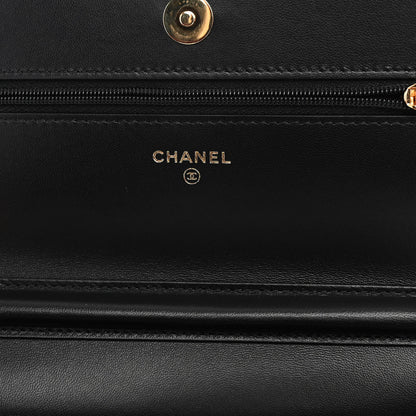 Chanel Lambskin Quilted Wallet On Chain WOC Black 6 of 12