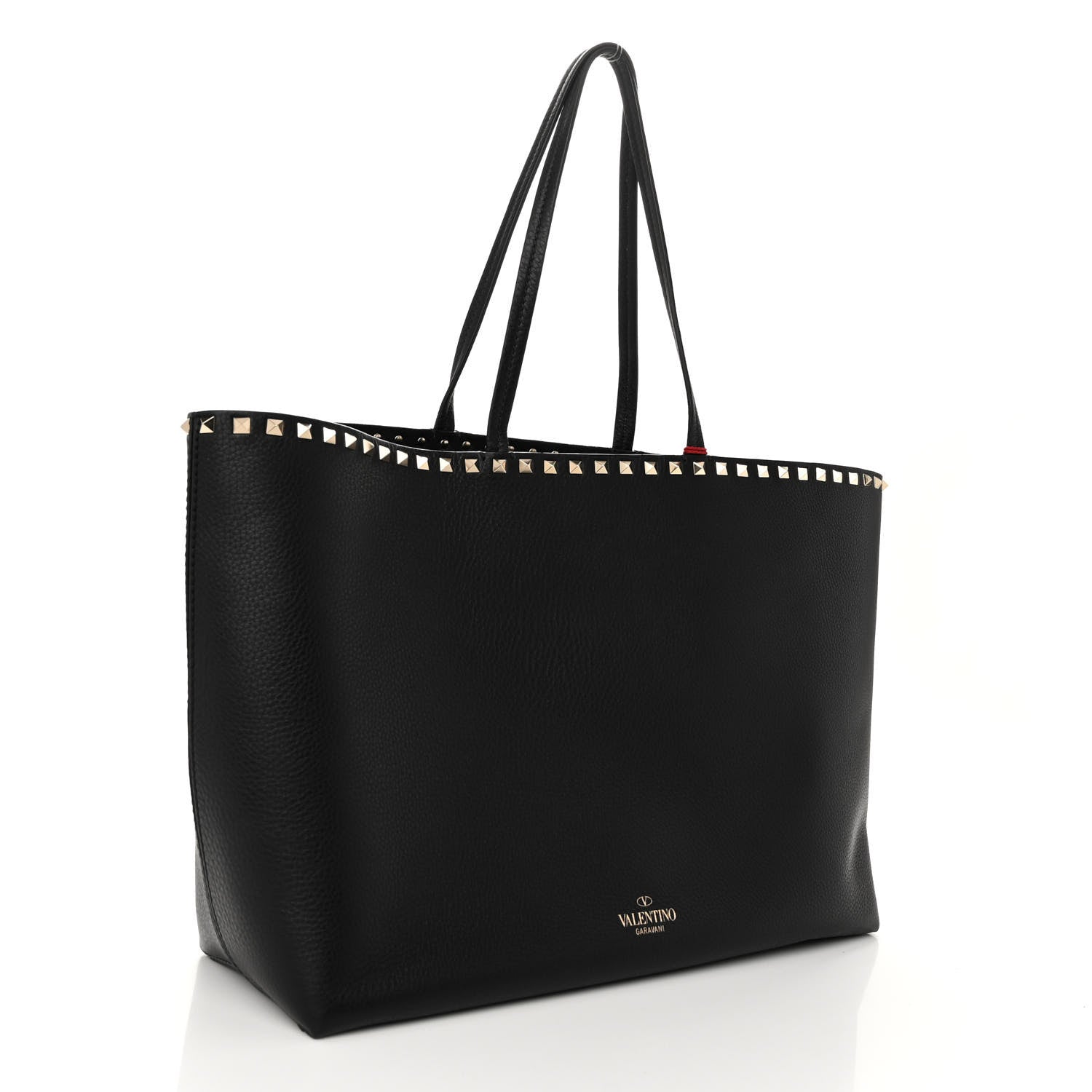 Valentino Garavani Grained Calfskin Rockstud Shoulder Tote Black 3 of 9