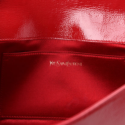 Saint Laurent Textured Patent Monogram Large Belle De Jour Clutch Red 6 of 11