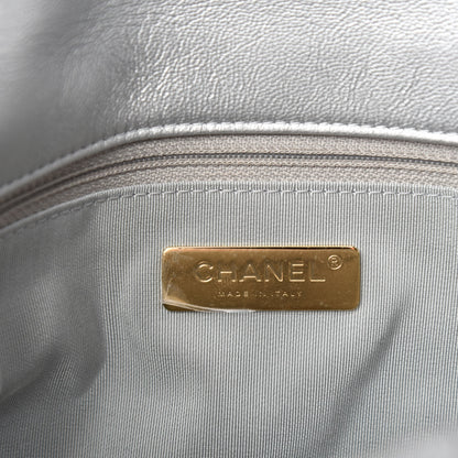 Chanel Metallic Lambskin Quilted Medium Chanel 19 Flap Silver 8 of 10
