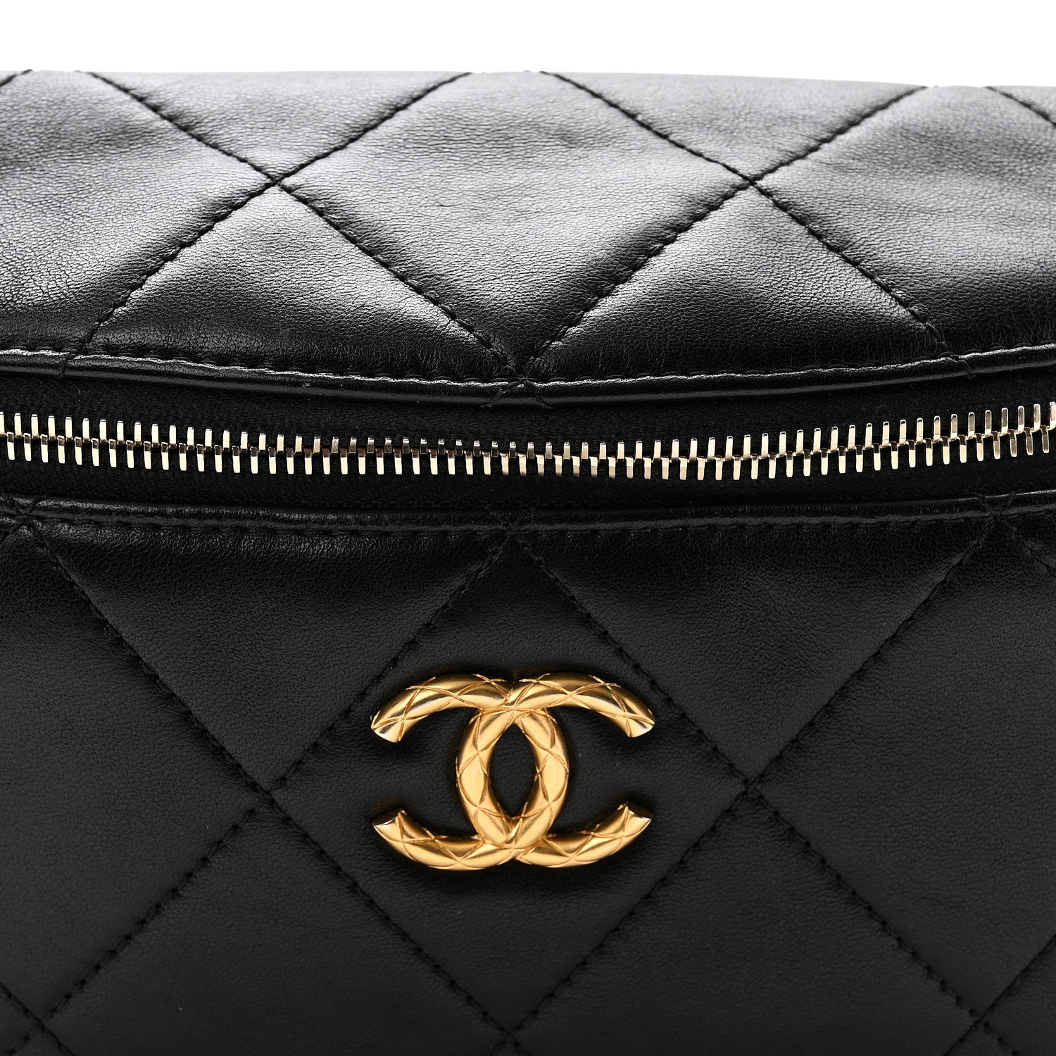 Chanel Lambskin Quilted Logo Letter Waist Bag Black 8 of 10