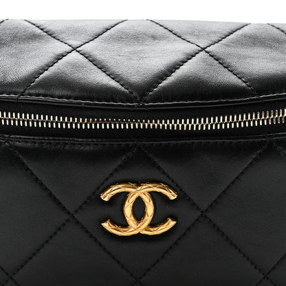 Chanel Lambskin Quilted Logo Letter Waist Bag Black 8 of 10