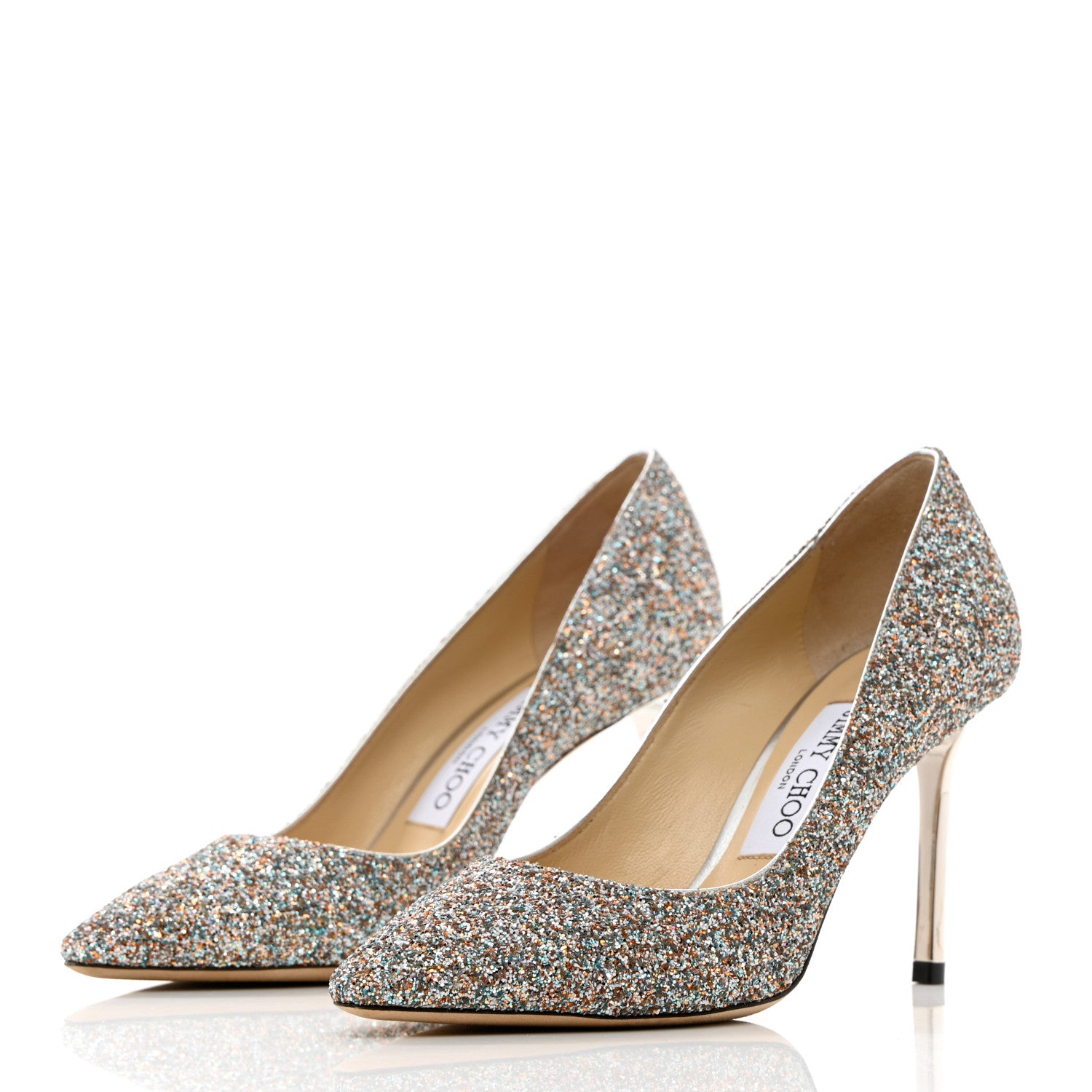 Jimmy Choo Glitter Pointy Toe Romy 85 Pumps 36 Silver Multicolor 3 of 10