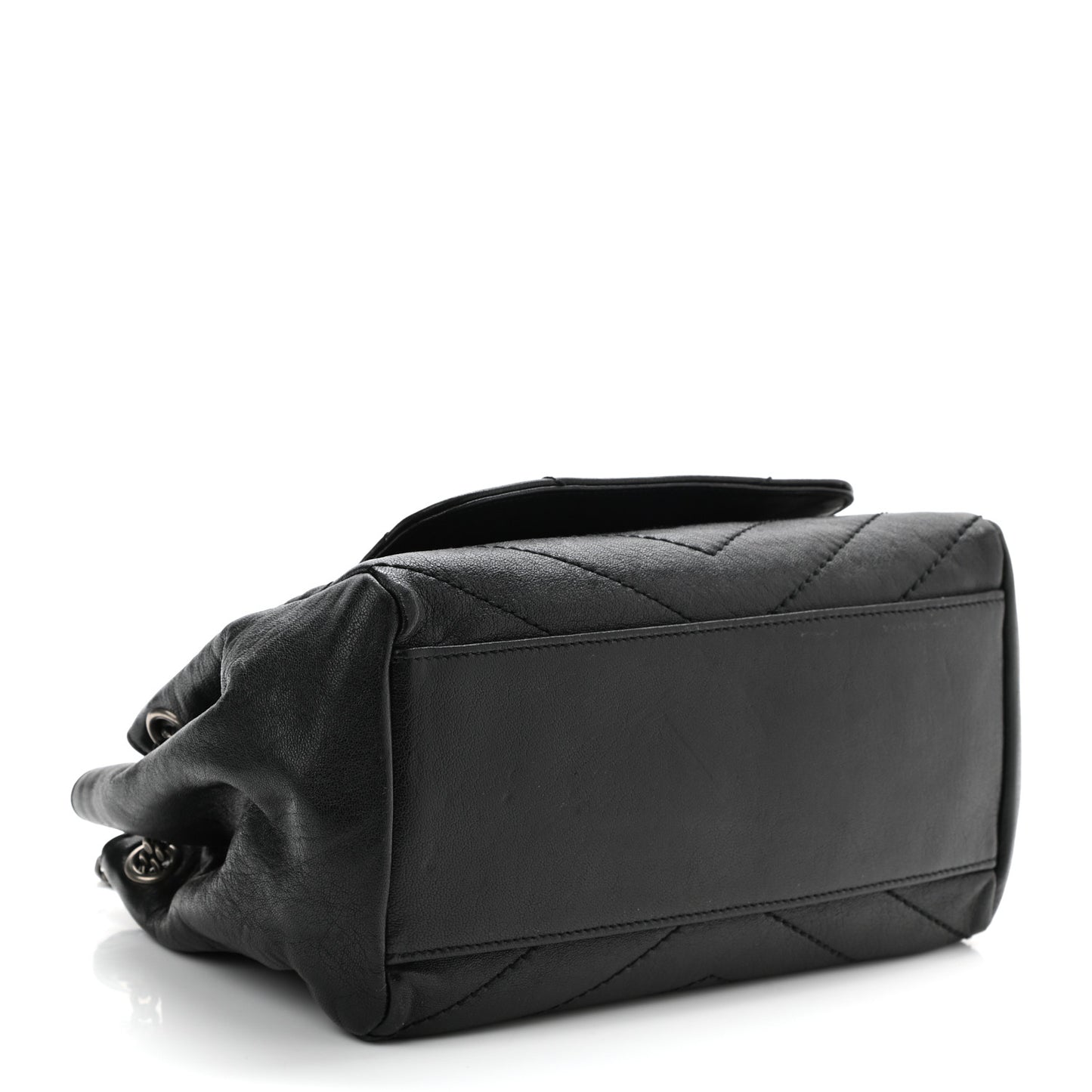 Vintage Lambskin Chevron Monogram Small Nolita Black