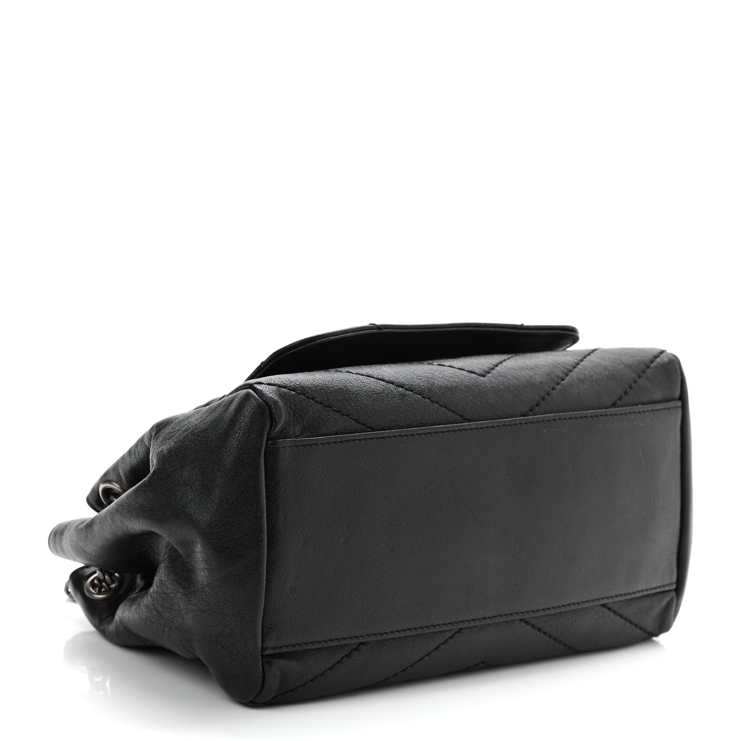 Saint Laurent Vintage Lambskin Chevron Monogram Small Nolita Black 4 of 10