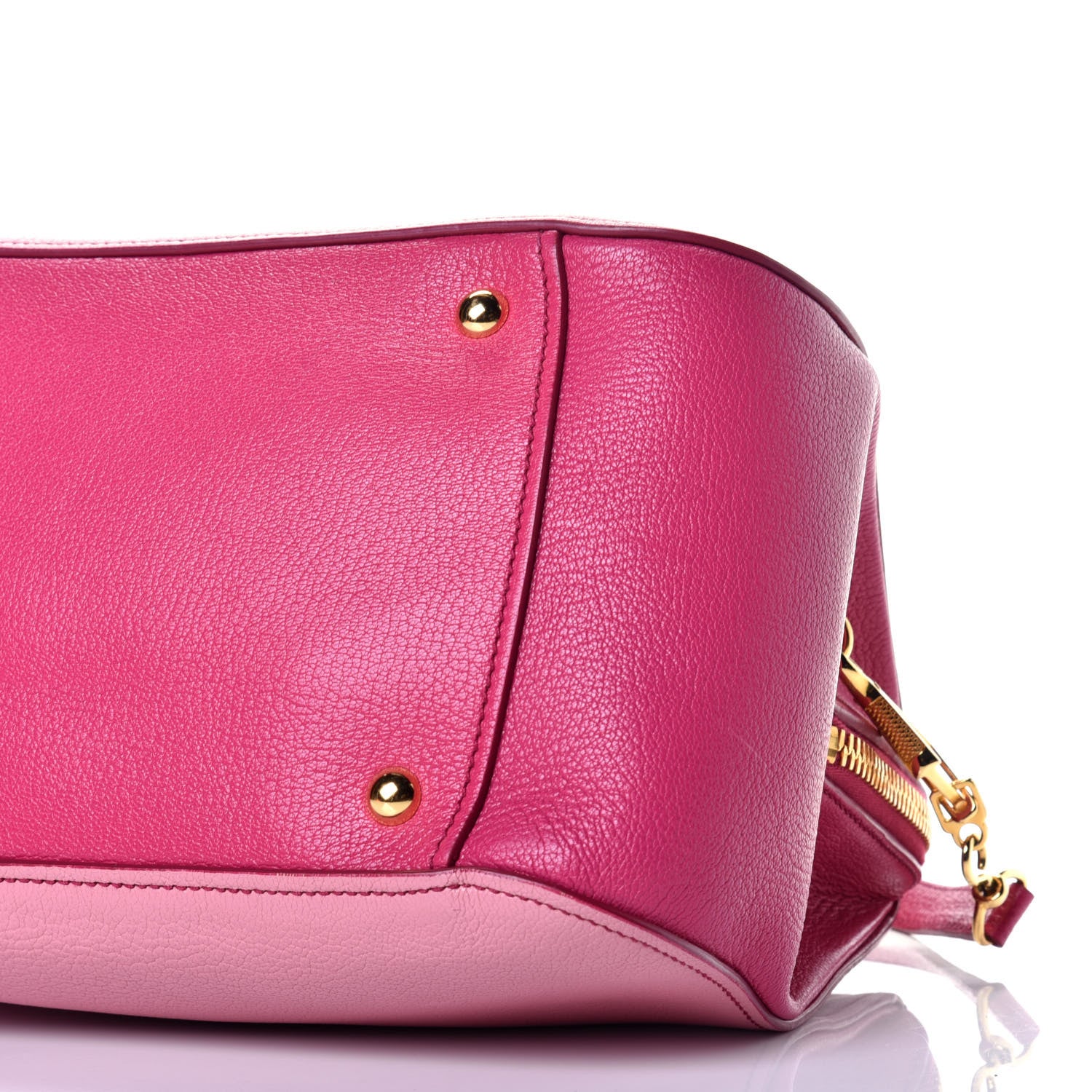 Miu Miu Goatskin Madras Bi-Color Bowling Bag Rosa Peonia 9 of 9