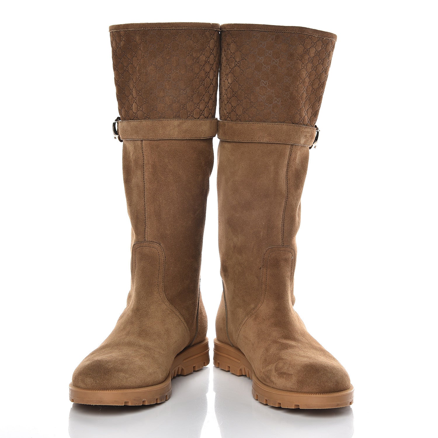 Gucci Suede Microguccissima Knee Boots 40 Brown 5 of 20