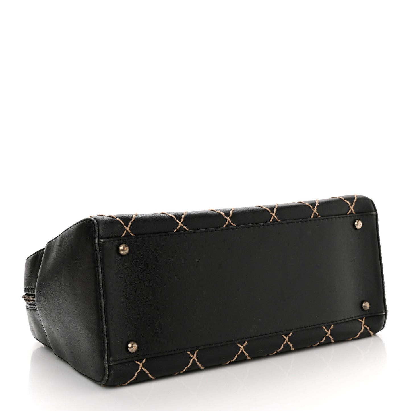 Calfskin Contrast Stitch Surpique Bowler Black