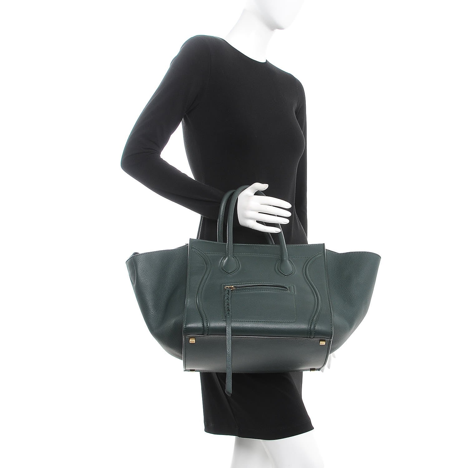 Celine Supple Calfskin Medium Phantom Luggage Forest 2 of 8