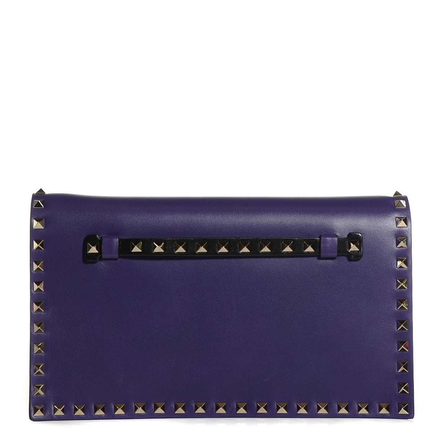 Nappa Rockstud Wristlet Clutch Purple Black