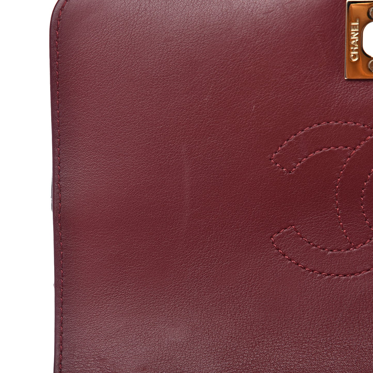 Calfskin Chevron Quilted Mini Statement Flap Burgundy
