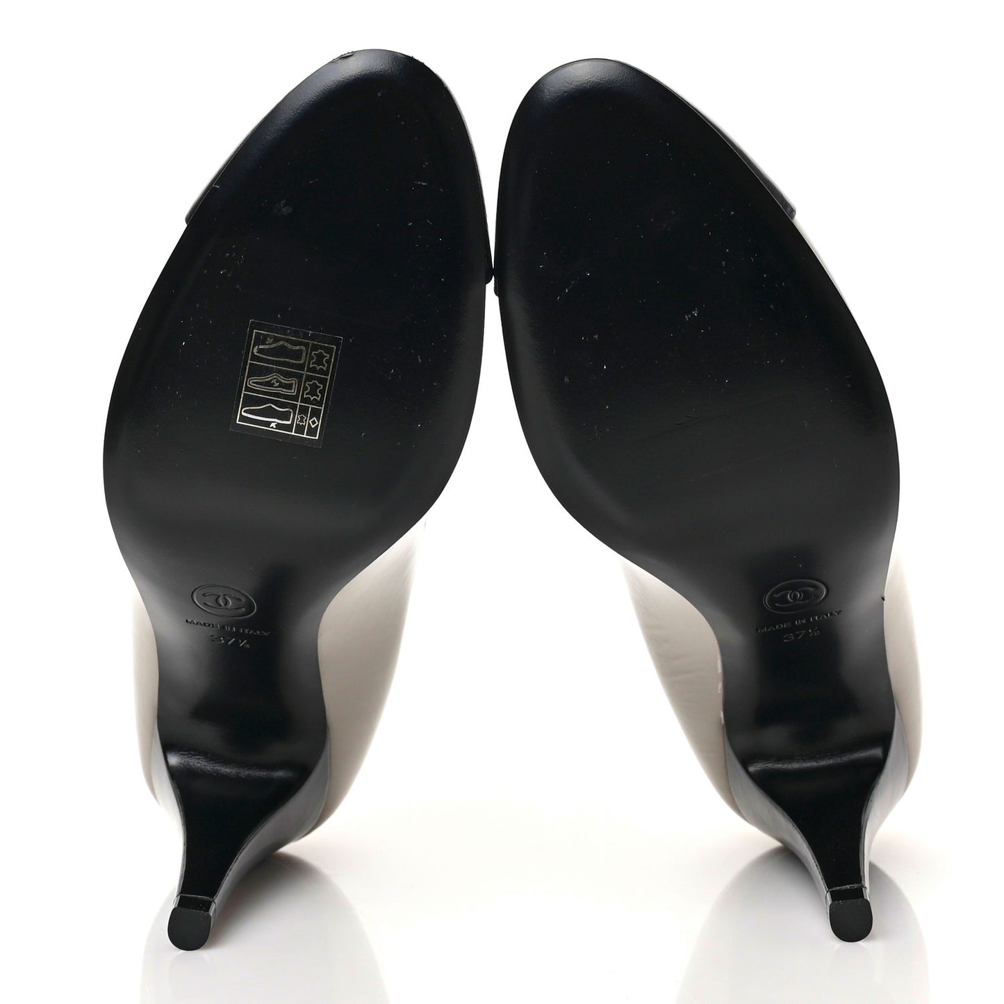 Shiny Goatskin Cap Toe Mary Jane Pumps 37.5 Black Dark Grey