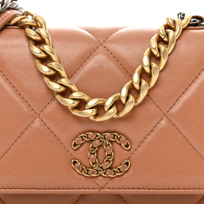 Chanel Lambskin Quilted Chanel 19 Wallet On Chain WOC Brown 5 of 14
