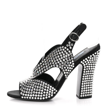 Prada Satin Crystal Calzature Donna 105mm Sandals 39 Cristal 1 of 7