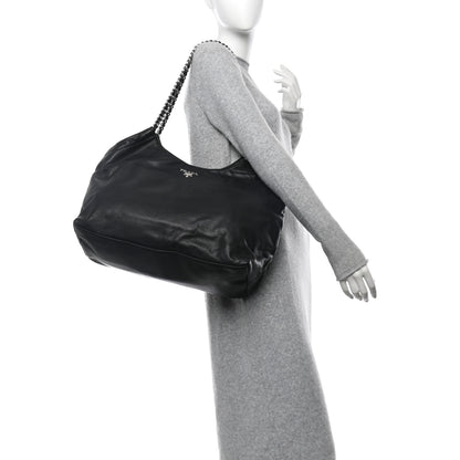 Prada Soft Calf Chain Tote Black 2 of 10