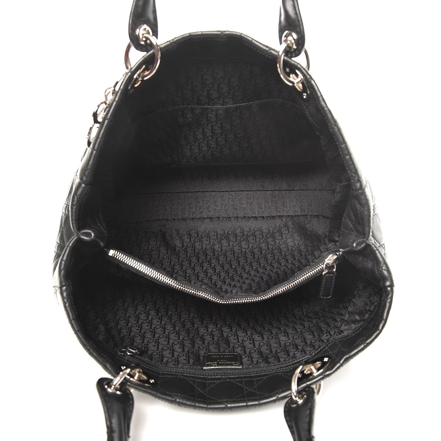 Lambskin Cannage Large Soft Lady Dior Shopping Tote Black