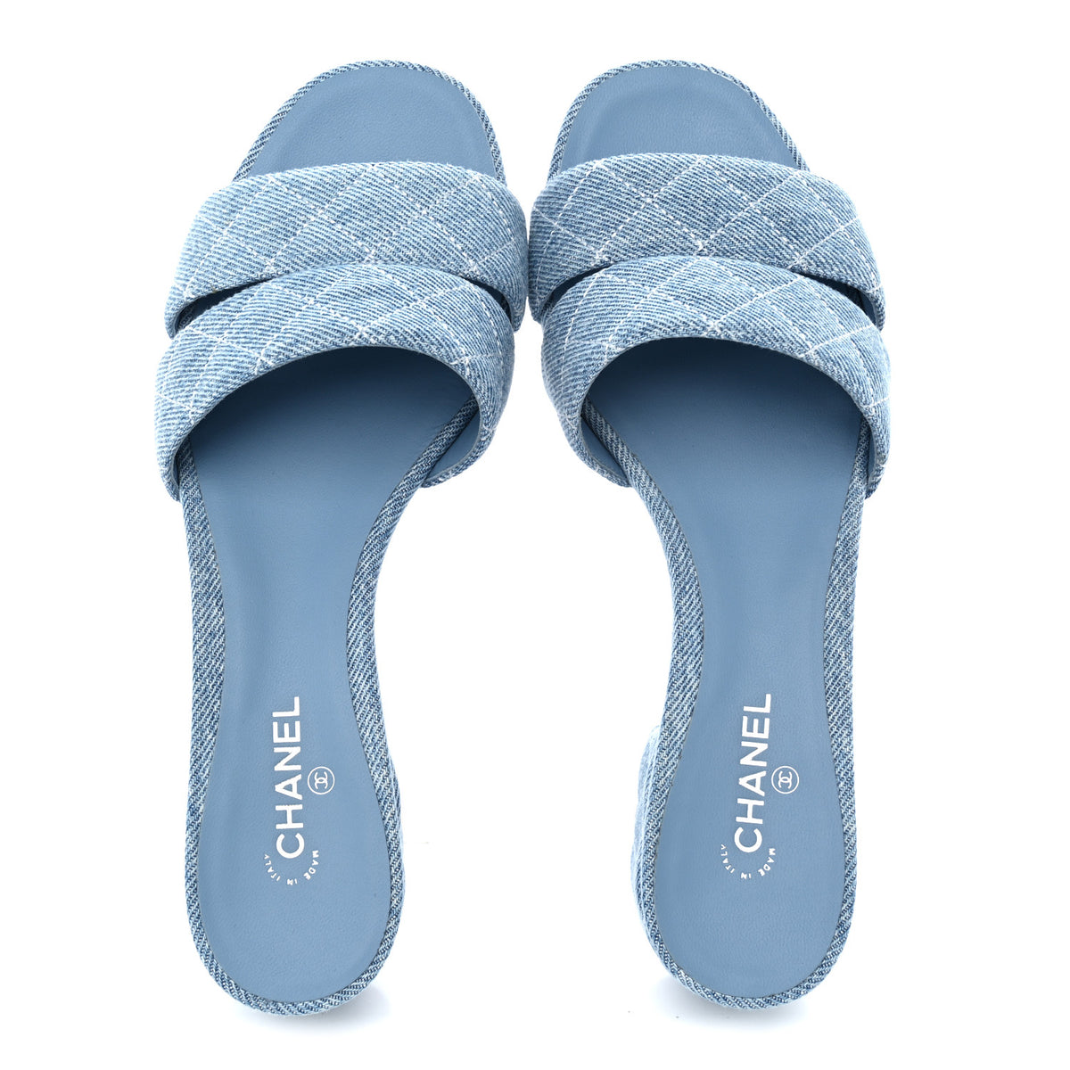 Chanel Denim Quilted Mules 38 Blue 2 of 10