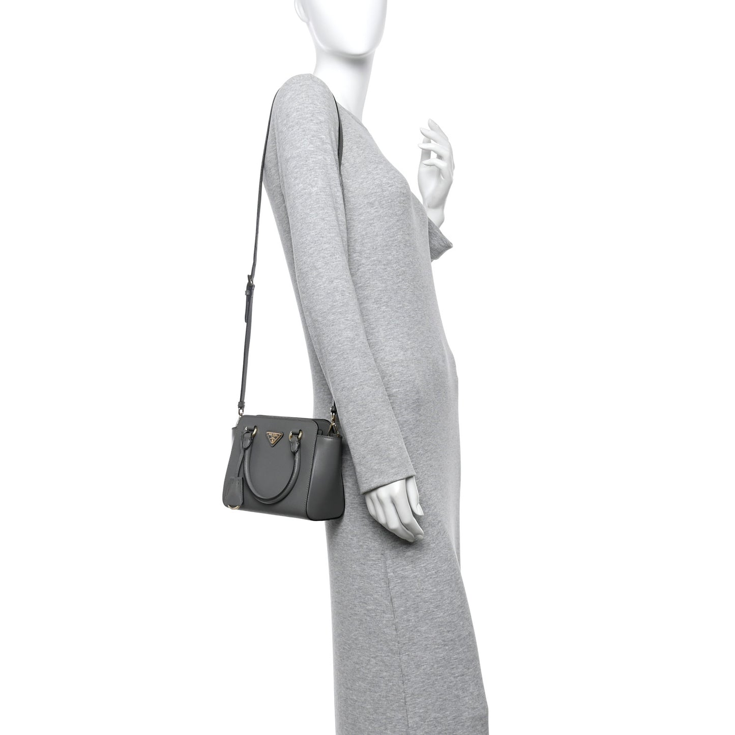 Saffiano Soft Calfskin Mini Zippered Tote Marmo