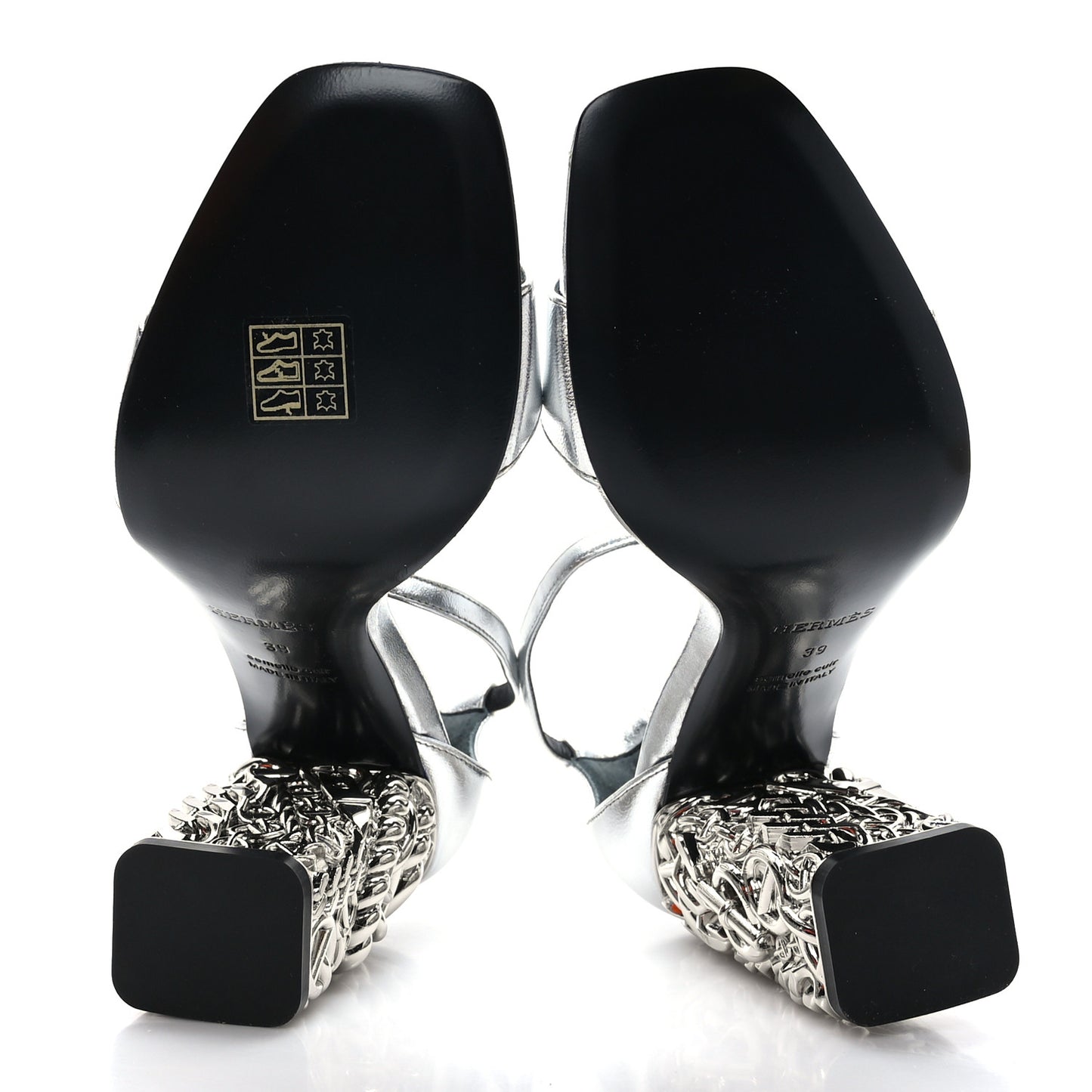 Metallic Goatskin Glam 105 Sandals 39 Gris Argente
