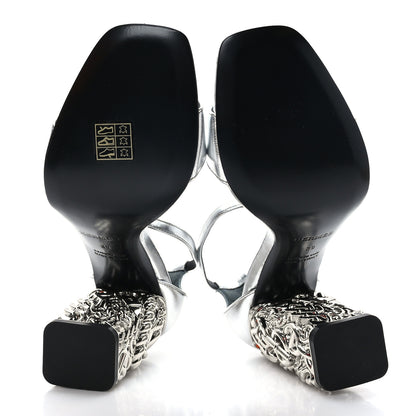 Hermes Metallic Goatskin Glam 105 Sandals 39 Gris Argente 5 of 8