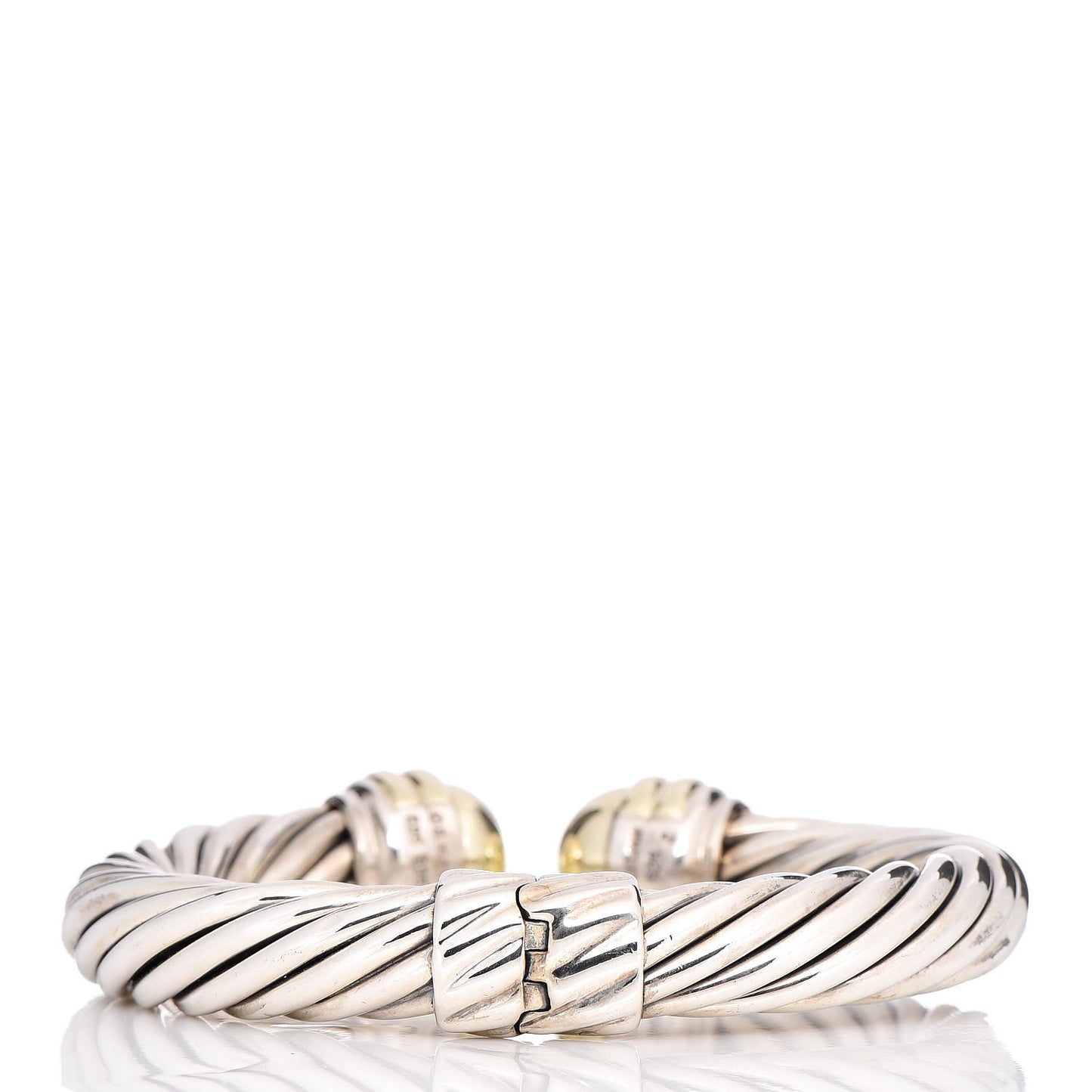 Sterling Silver 14K Yellow Gold 10mm Cable Classics Bracelet