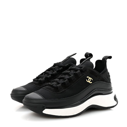 Chanel Velvet Calfskin Mixed Fibers CC Sneakers 35.5 Black 4 of 10