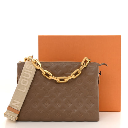 Louis Vuitton Lambskin Embossed Monogram Coussin MM Taupe 11 of 11