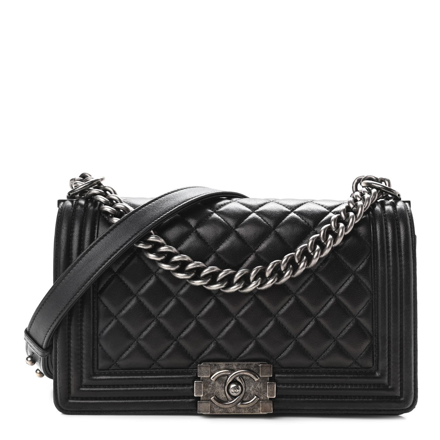 Chanel Lambskin Quilted Medium Boy Flap Black 1 of 12