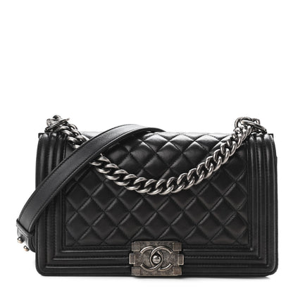 Chanel Lambskin Quilted Medium Boy Flap Black 1 of 12