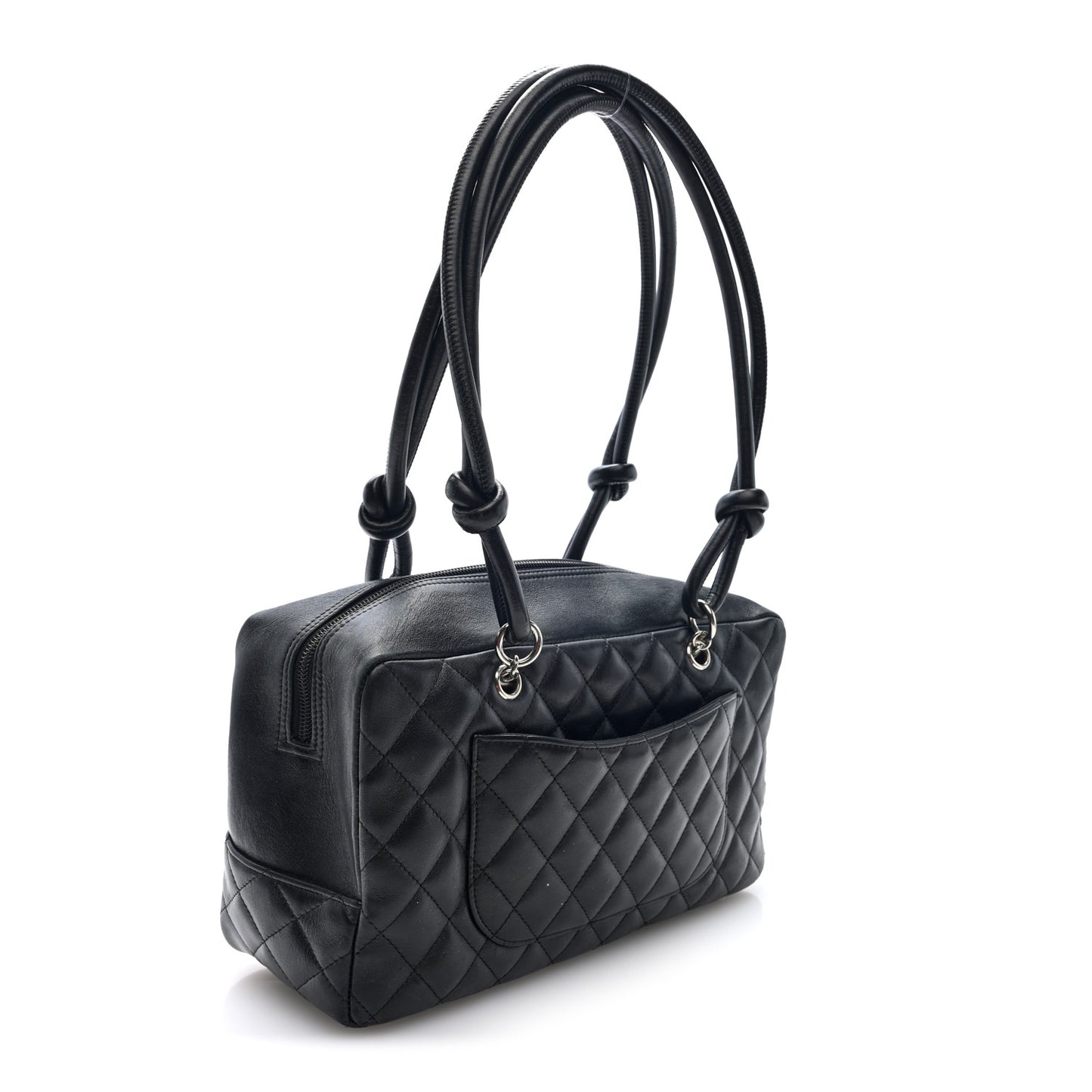 Calfskin Quilted Large Cambon Bowler Black White
