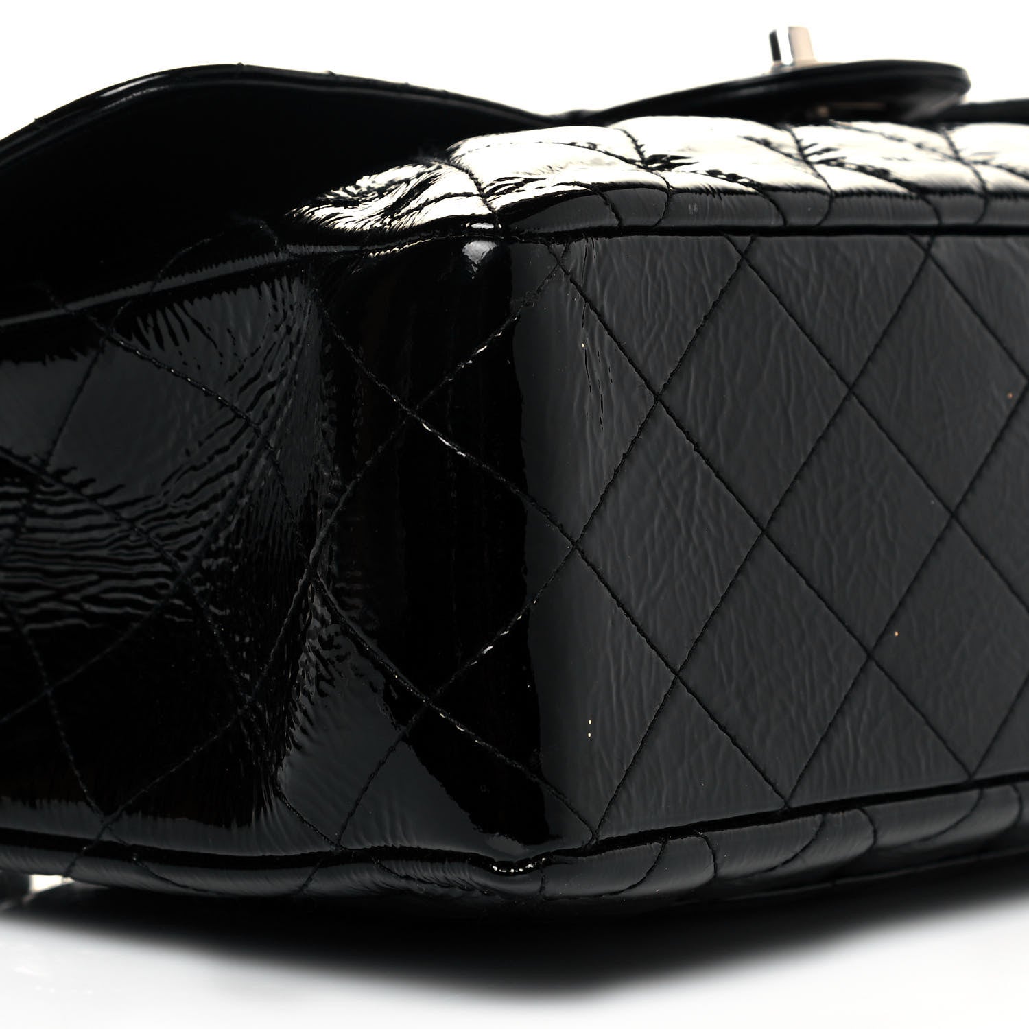 Chanel Distressed Patent Quilted Jumbo Single Flap Black 6 of 8
