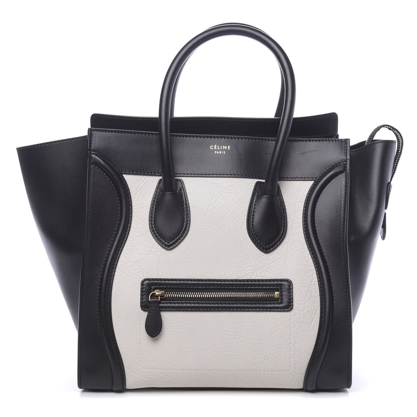 Elephant Calfskin Bicolor Mini Luggage Black White