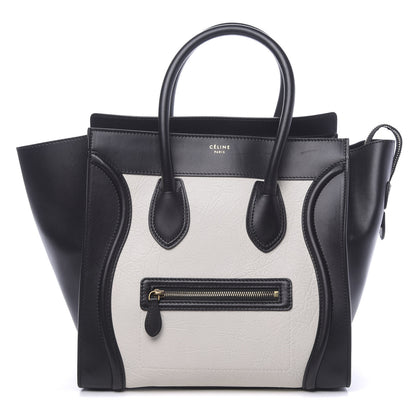 Celine Elephant Calfskin Bicolor Mini Luggage Black White 1 of 11