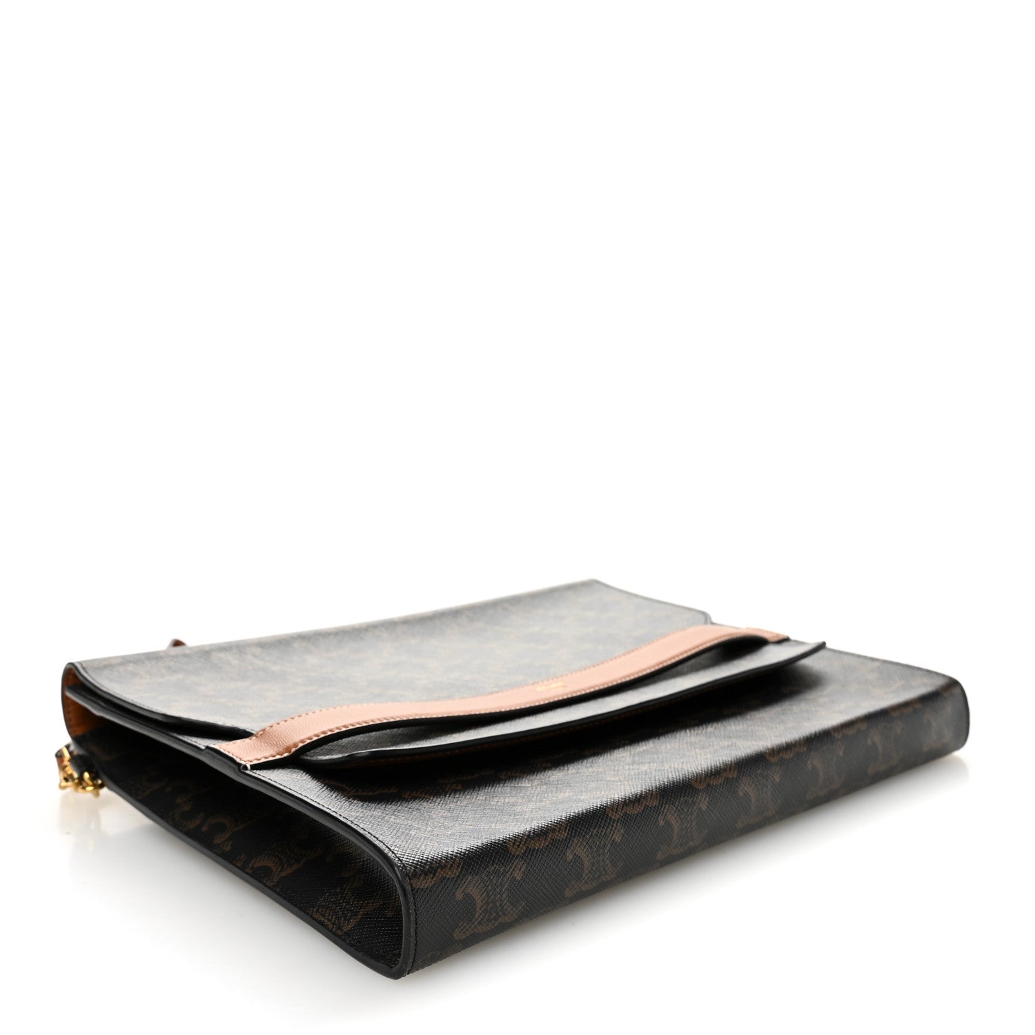 Celine Triomphe Canvas Calfskin Flap Clutch 4 of 8