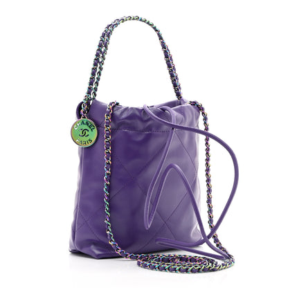 Chanel Shiny Calfskin Quilted Rainbow Mini Chanel 22 Purple 3 of 10