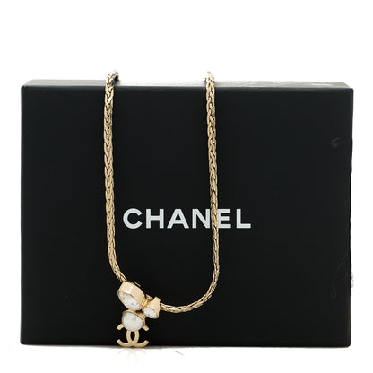 Chanel Crystal Pearl CC Drop Necklace Gold 5 of 5