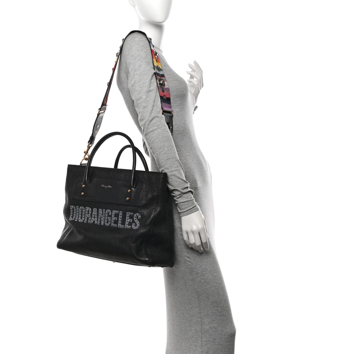 Christian Dior Goatskin DIORANGELES Tote Black 2 of 10