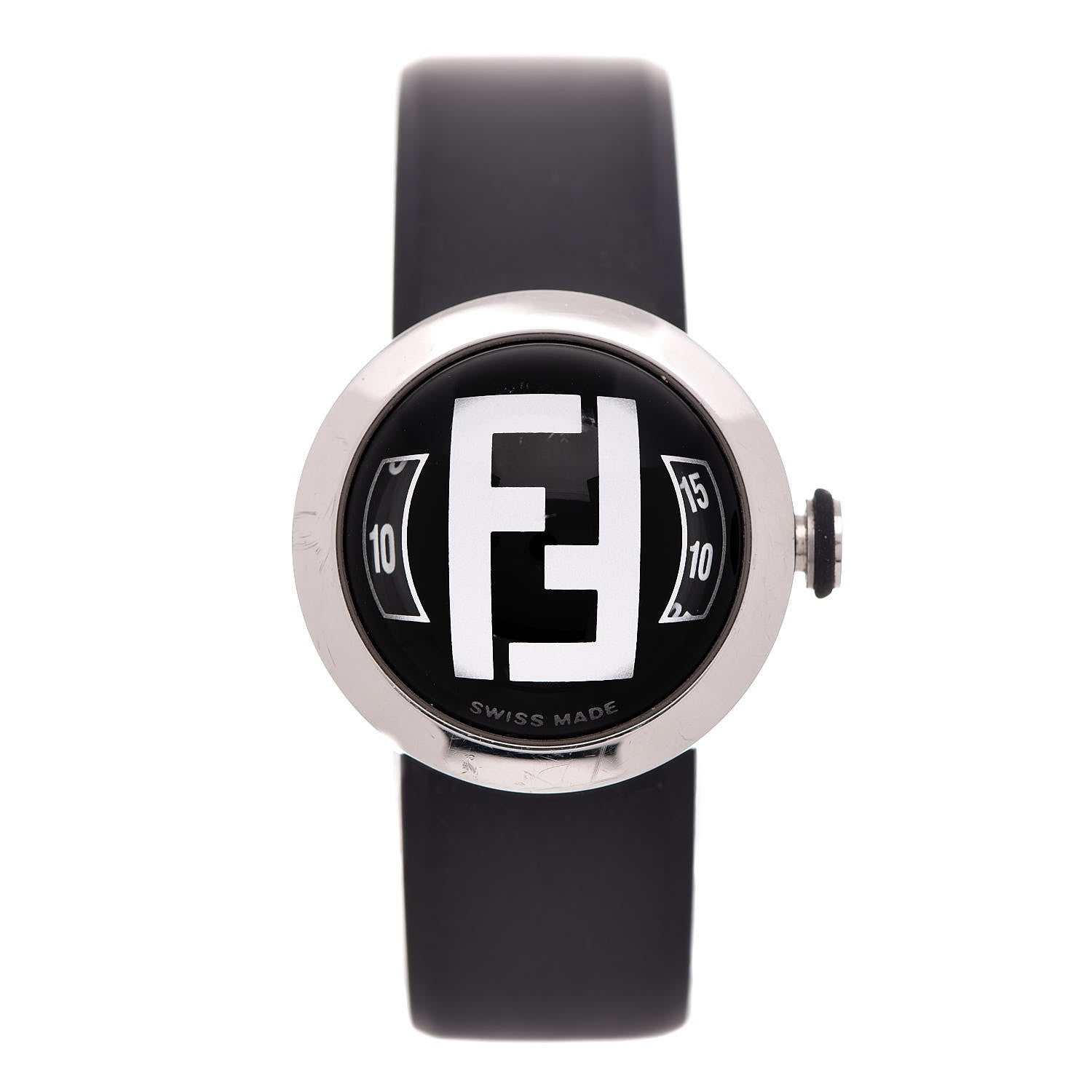Fendi Stainless Steel Rubber 27mm Bussola Bubble Quartz Watch Black 1 of 12