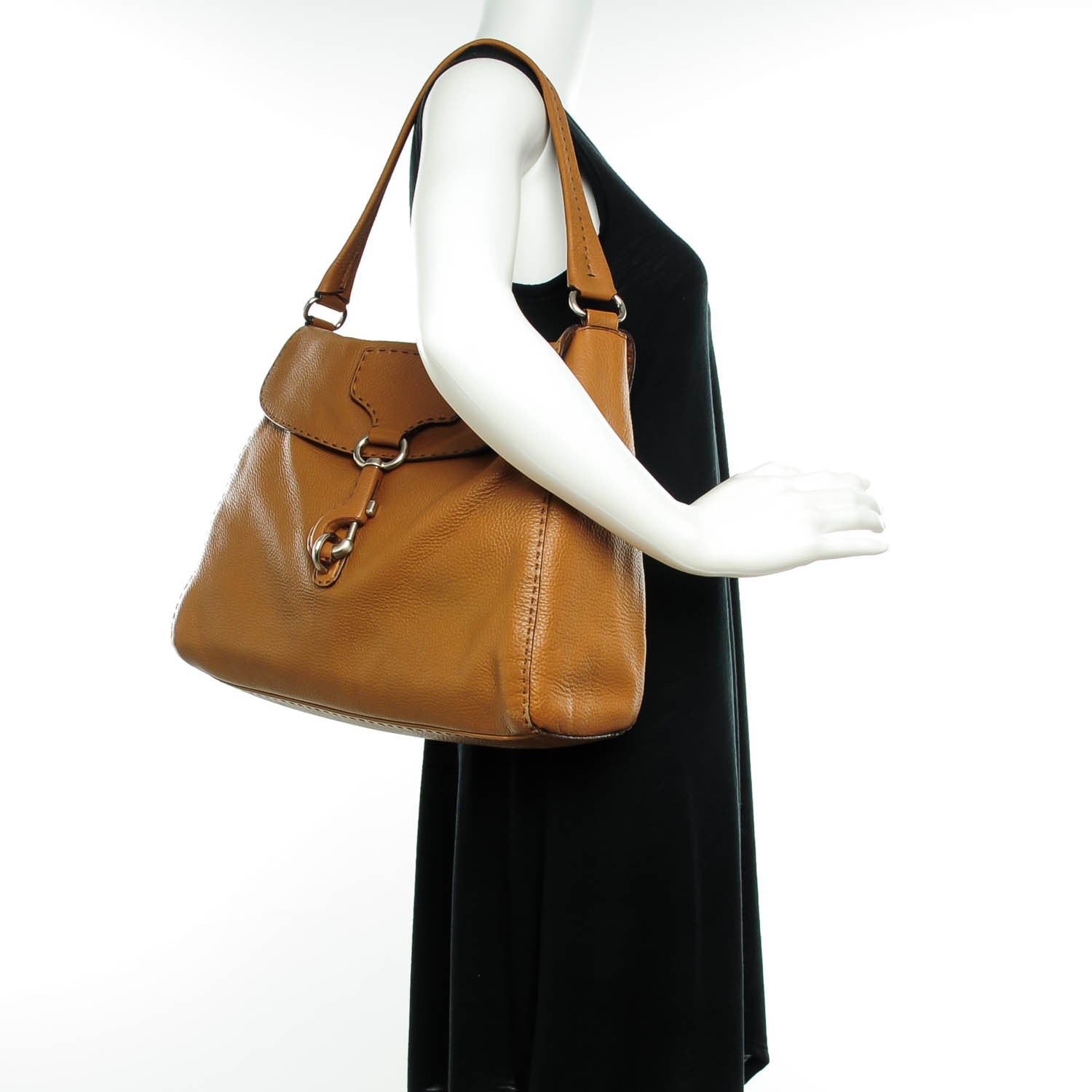 Prada Vitello Daino Shoulder Flap Bag Caramel 2 of 8