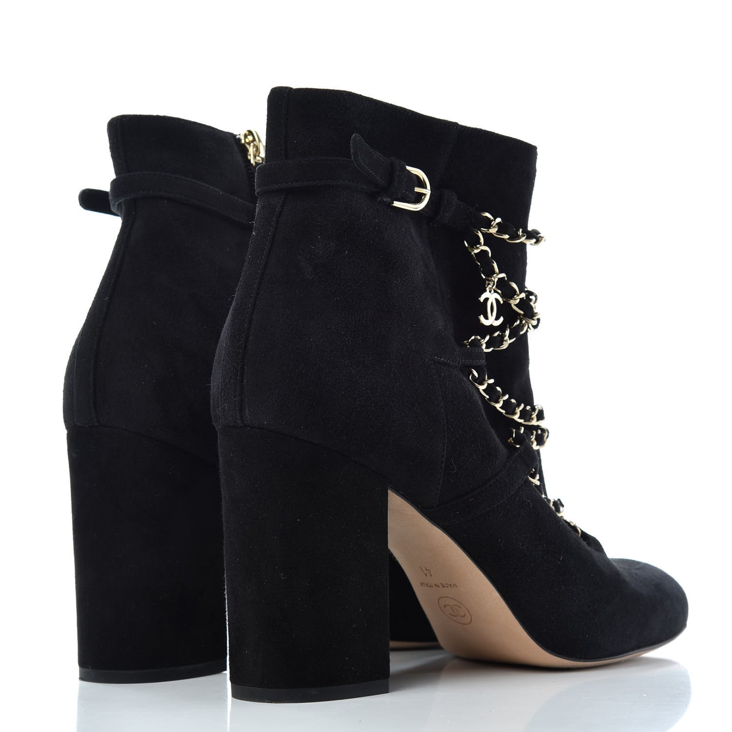Suede Chain CC Short Boots 41 Black