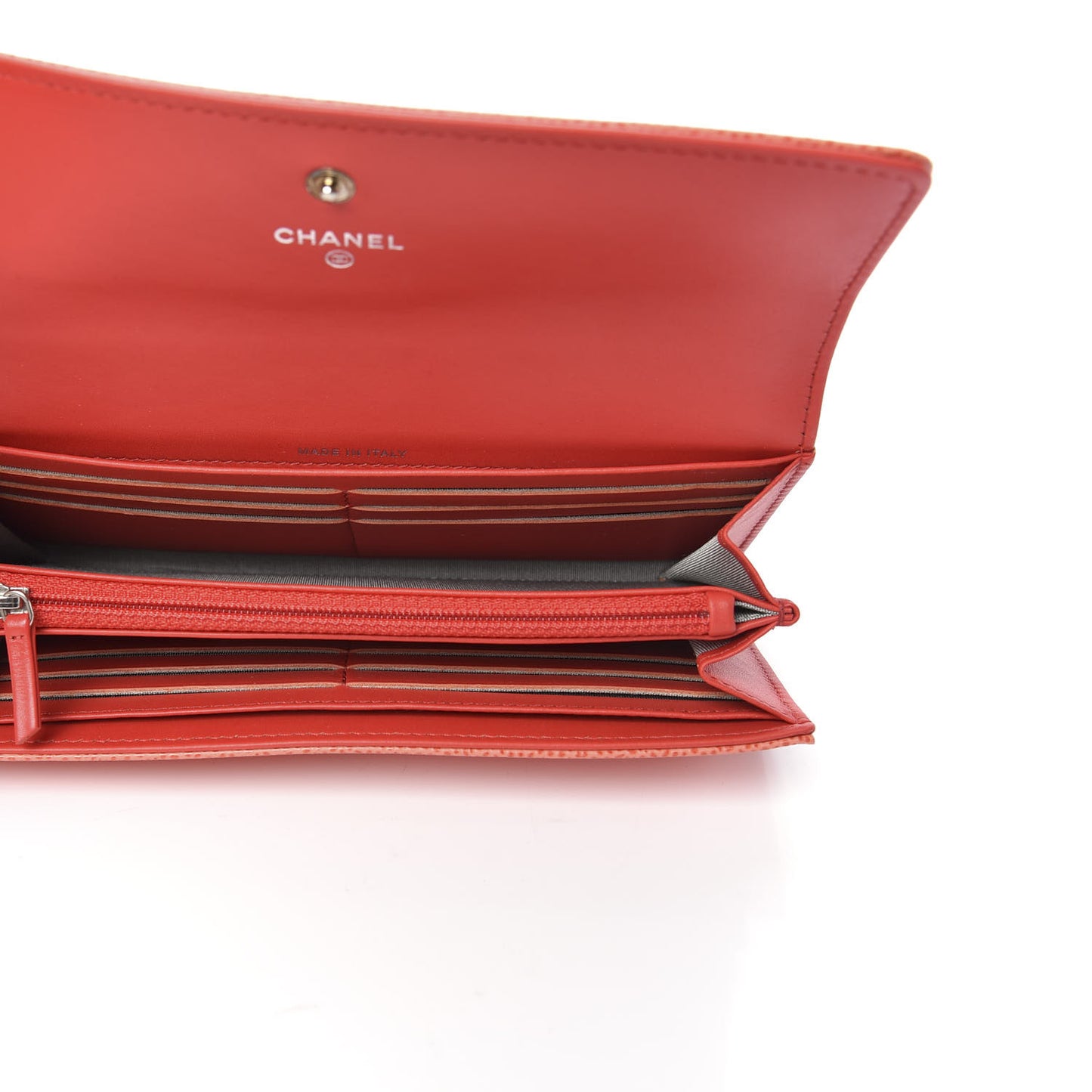 Caviar Timeless CC Large Gusset Flap Wallet Orange